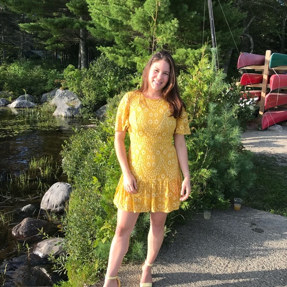 Mustard Yellow Boho Lace Dress - Picture 5 of 5